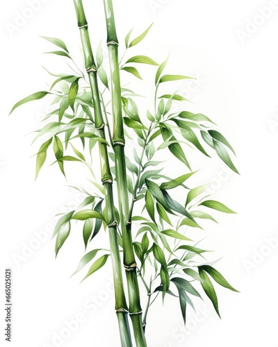 Watercolor bamboo clipart isolated on white background. © MKhalid