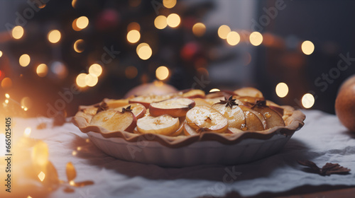 Constructing an apple-cinnamon pie with a festive feel.