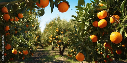 Bountiful harvest. Fresh oranges glistening in sun. Citrus delight. Ripe tangerines on farm. Nature bounty. Juicy orange on sunny day. Orchard serenity. Beauty of spring