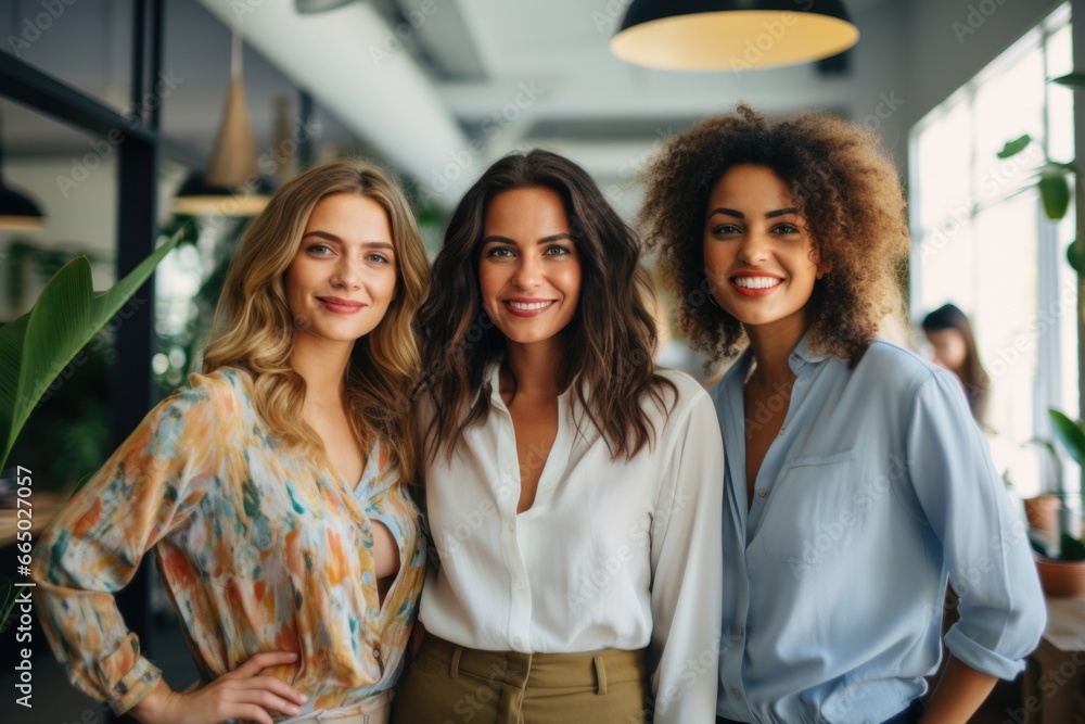 Fototapeta premium Portrait Of Multi-Cultural Female Business Team Inside Modern Office Building