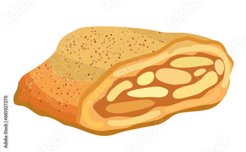 Strudel. Apple pie. Vector illustration isolated on white background