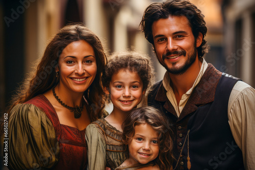 Italian family in traditional costume  generation together.