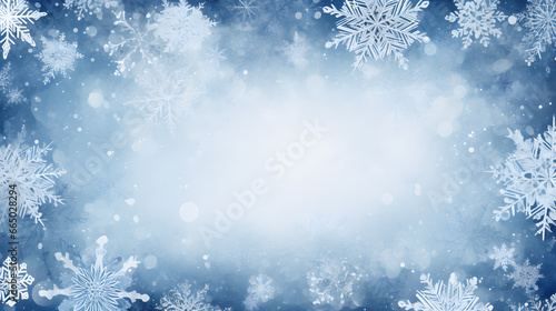 Winter Wonderland, Sparkling Christmas Frame with Frosty Snowflakes