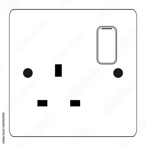 Power plug Socket Outlet type g one socket with switch Outline style