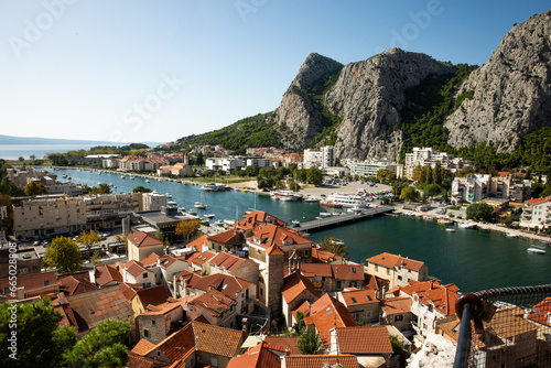 top view of the city of Omiš, Croatia