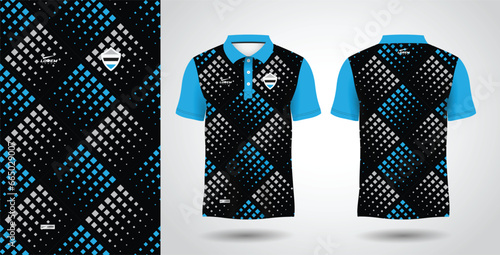 blue and black polo sport shirt sublimation jersey design template
