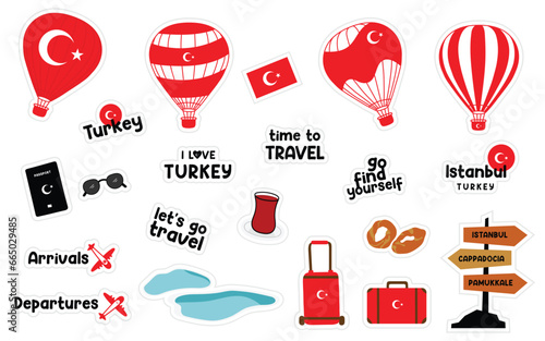 Set of travel stickers collection.