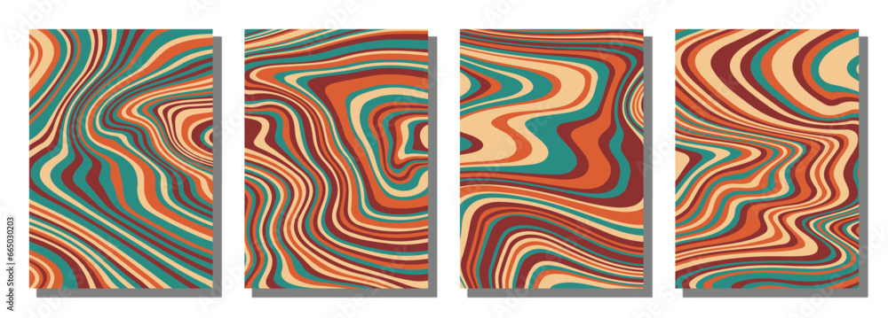 Abstract psychedelic groovy set background. Abstract psychedelic groovy set background.
