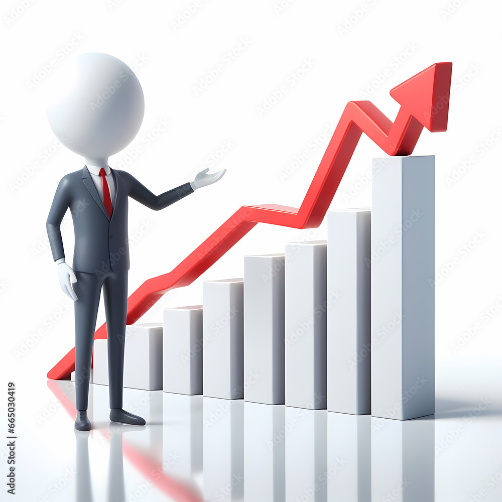3d man with growth bussiness concept. Realistic 3d high quality isolated render 3d man with growth bussiness concept. Realistic 3d high quality isolated render