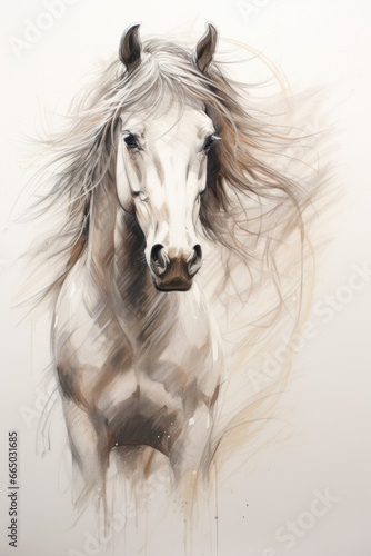 sketch of a horse with watercolor hand drawn style