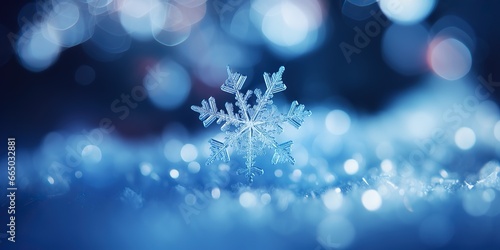 A real snowflake macro , concept of Crystalline structure photo