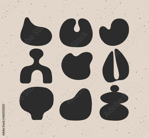 Obraz na płótnie Abstract art styled icons different shapes drawing on beige background w salonie