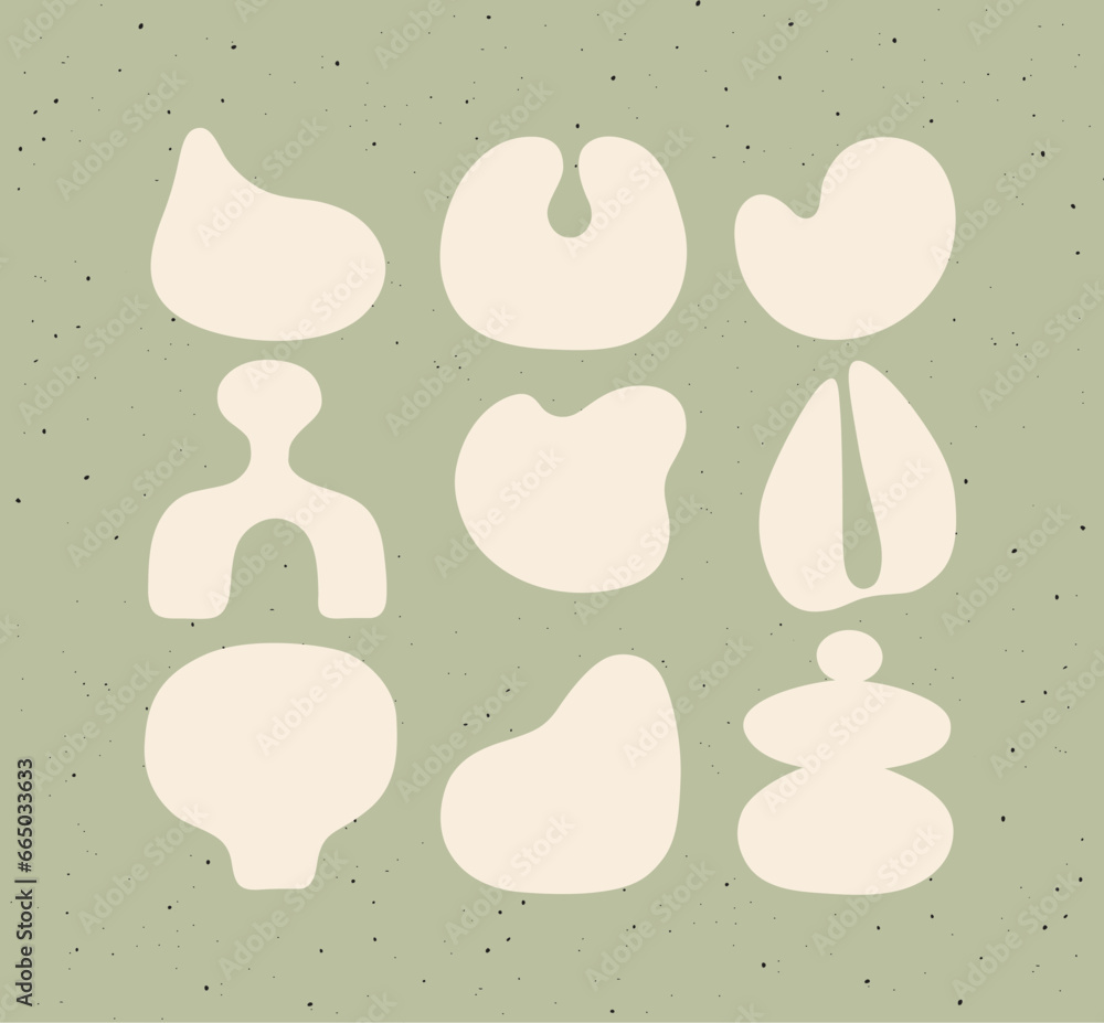 Abstract art styled icons different shapes drawing on brown background