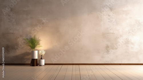 Room interior empty space background mock up, room walls and blank parquet floor