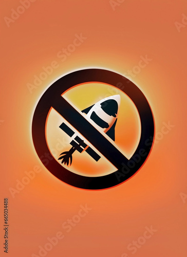 No more bombs, a bomb with a circle around it rejecting explosive bombs, orange background photo