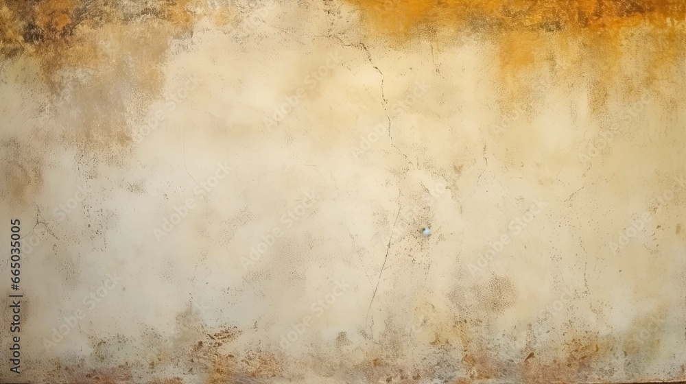 Colour old concrete wall texture background. Close up retro plain cream color cement wall background texture. Design paper vintage parchment element (2) - obrazy, fototapety, plakaty 