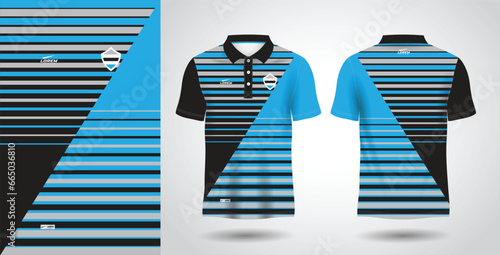 blue and black polo sport shirt sublimation jersey design template