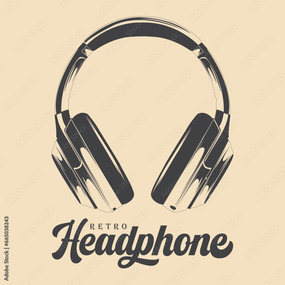 Retro Headphone Drawing Retro Headphone Drawing