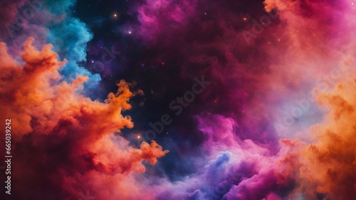 Colorful Abstract Smoke With Cosmic Or Space Background © adidesigner23