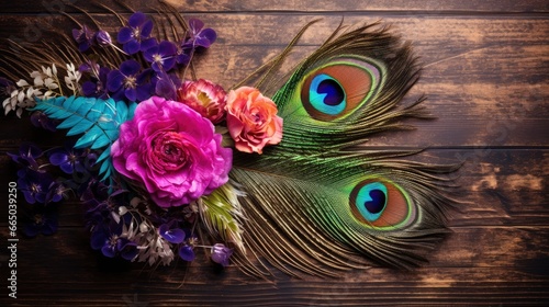 Beautiful florals peacock feather. photo