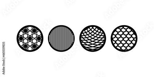 Set of decorative circle coaster for laser cutting. Round abstract geometric coaster card. Laser cut design.