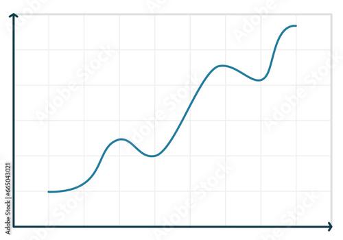 Business growth line chart with fill and grid background for presentation