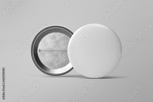 Fotografia Badge pin brooch isolated on white mockup on white background
