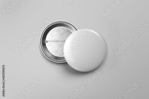 Fototapete Badge pin brooch isolated on white mockup on white background