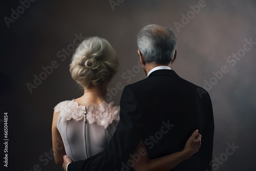  happy Caucasian old couple in love embracing