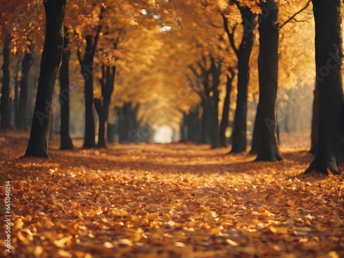 Park with autumn leafs