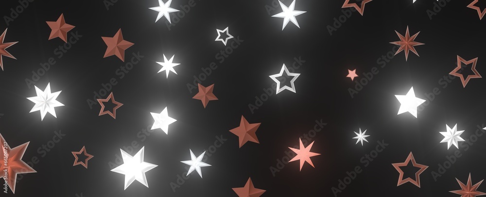 Starlit Christmas Shower: Mesmeric 3D Illustration Depicting Descending Holiday Star Particles Starlit Christmas Shower: Mesmeric 3D Illustration Depicting Descending Holiday Star Particles