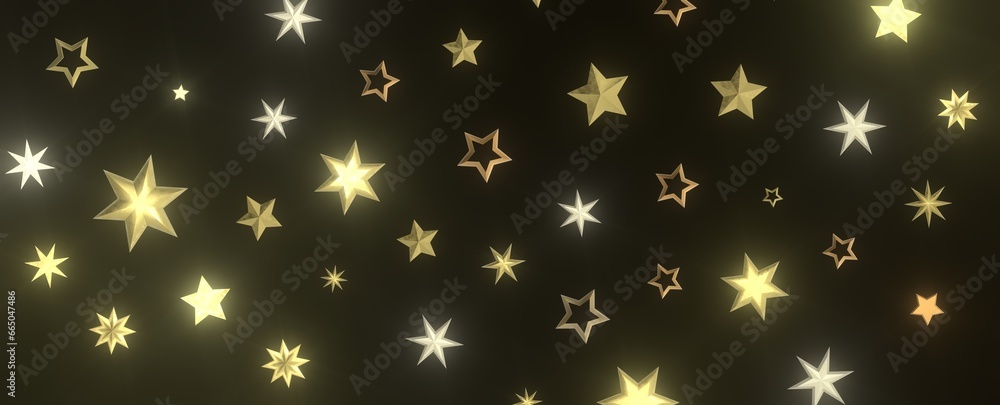 Festive Celestial Cascade: Mesmerizing 3D Illustration of Descending Christmas Stars Festive Celestial Cascade: Mesmerizing 3D Illustration of Descending Christmas Stars