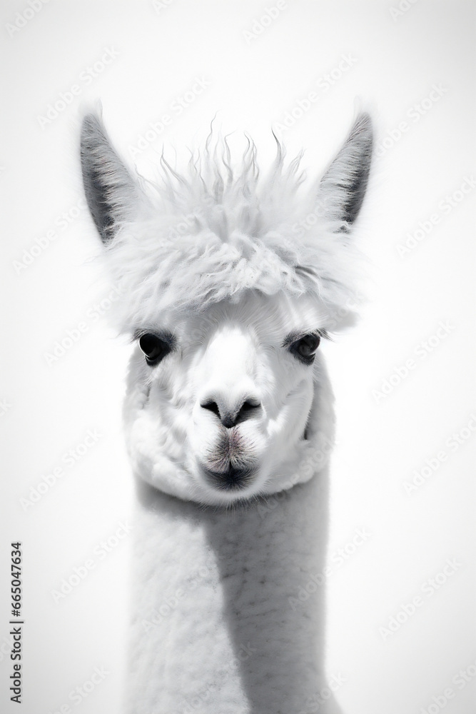 Fototapeta premium Llama nature animal mammal alpaca farm fur lama white head