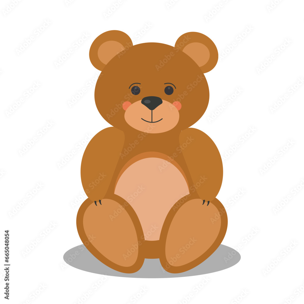 Obraz premium Cute toy bear on isolated white background.Vector flat illustration.