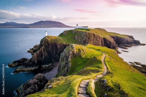 Skye island Nest Point lighthouse in Highland.