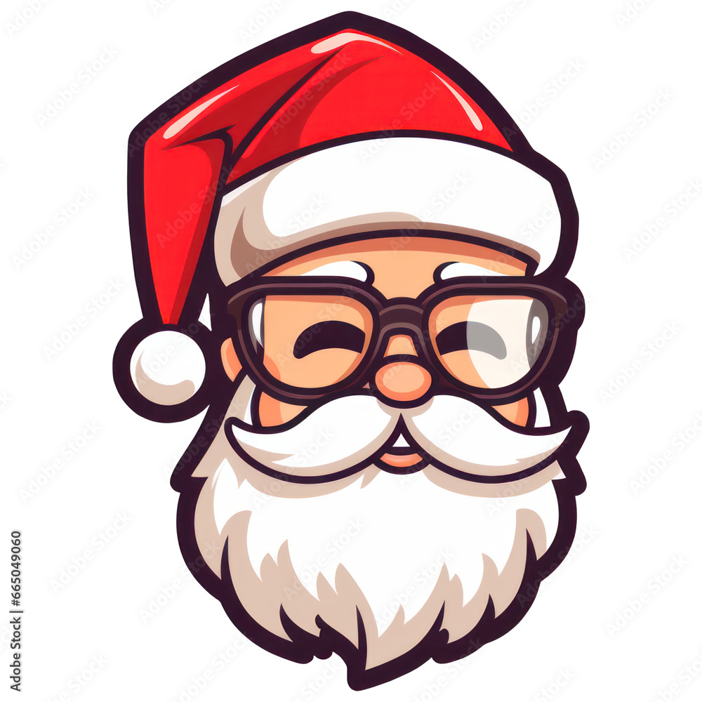 Father Christmas, Happy Santa Claus with glasses, Cartoon character isolated on transparent background. Generative AI Father Christmas, Happy Santa Claus with glasses, Cartoon character isolated on transparent background. Generative AI