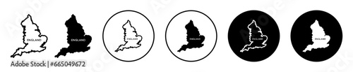 Uk england map outline icon vector. England country map border contour symbol sign. United kingdom map boundary vector line.