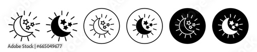 Good night with sweet dreams symbol icon set. Quality sleep well bad time product vector. Moon star in cloud line icon.
