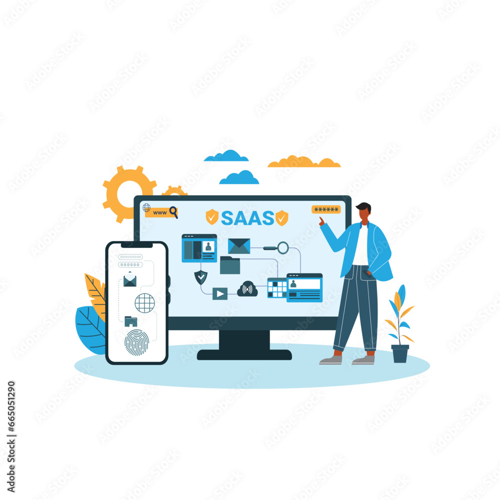 Saas Technology Solutions Illustration Saas Technology Solutions Illustration