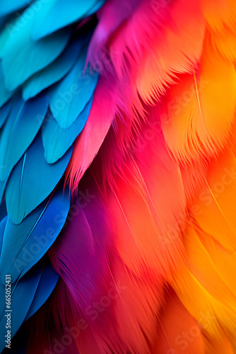 feathers , Chromatic photography, vivid hues, saturated colors, striking composition, harmonious balance, lively atmosphere, direct sunlight