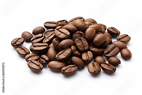 Coffee beans on white background. Clipping path included. Generative AI
