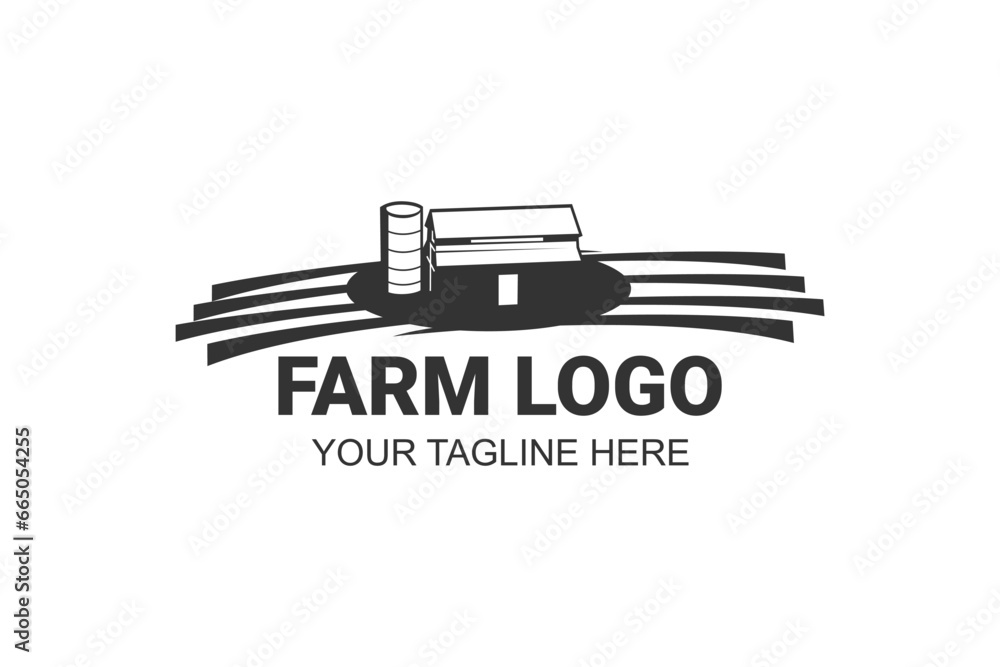 Farm House logo isolated on white background. Black emblem with farmhouse for natural farm products. Vector illustration. Farm House logo isolated on white background. Black emblem with farmhouse for natural farm products. Vector illustration.