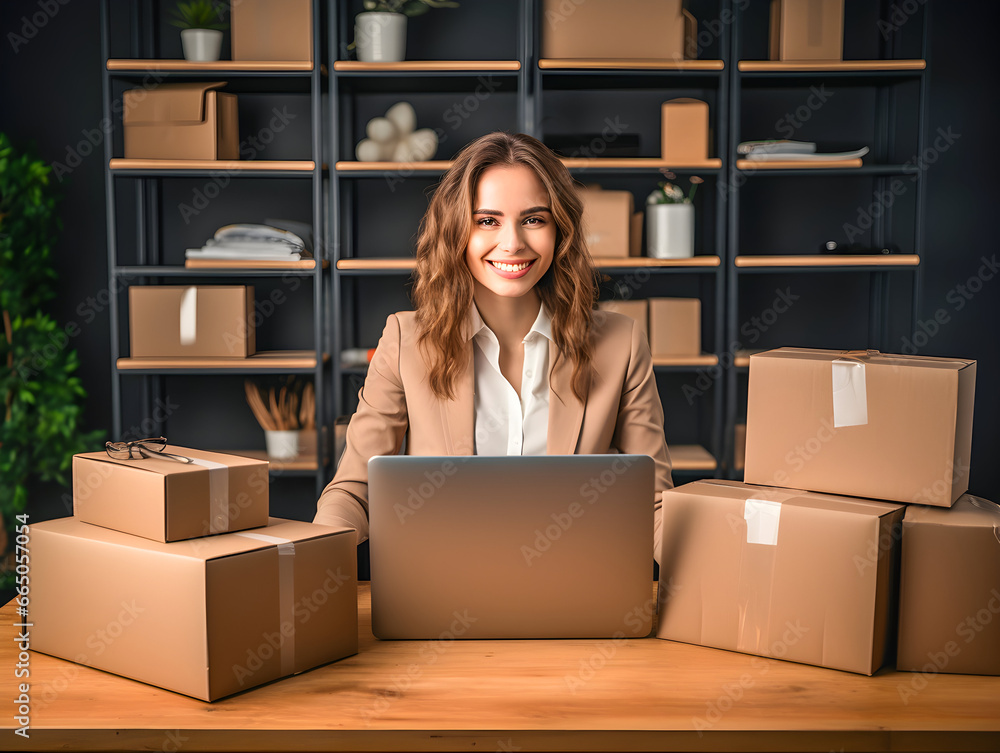 successful young woman in the online selling business successful young woman in the online selling business
