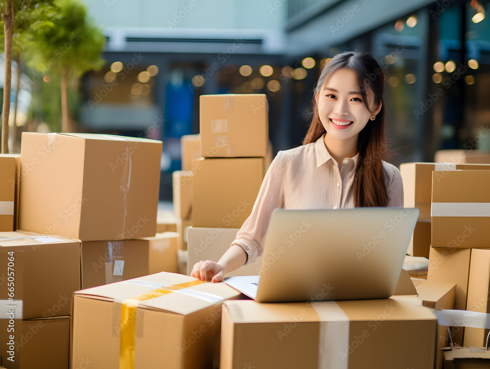 successful young woman in the online selling business successful young woman in the online selling business