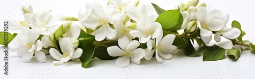 Jasmine flowers on white surface. © MdBillal