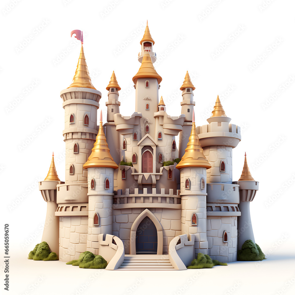 Castle 3d clipart isolated on white