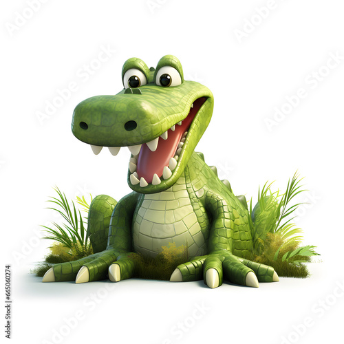 Crocodile on the grass 3d isolated on white © AhmadSoleh