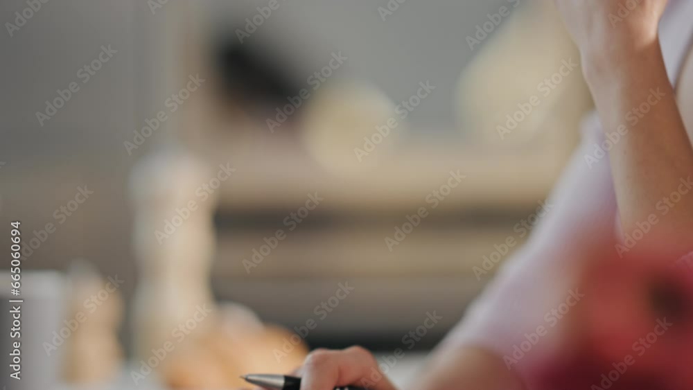 Pensive businesswoman working laptop scrolling on touchpad closeup. Girl student Pensive businesswoman working laptop scrolling on touchpad closeup. Girl student