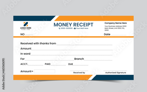 Modern corporate money receipt book design template. sell receipt photo