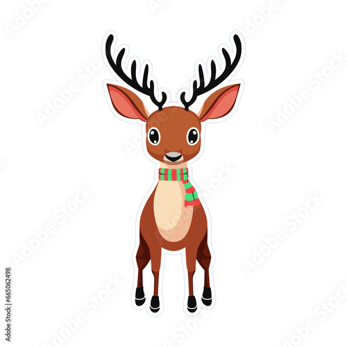 Cute Deer Wearing a Scarf Clipart Illustration